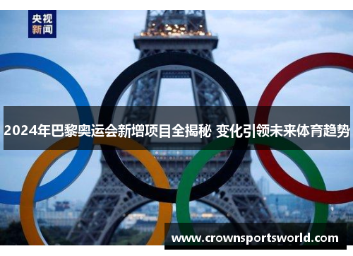 2024年巴黎奥运会新增项目全揭秘 变化引领未来体育趋势